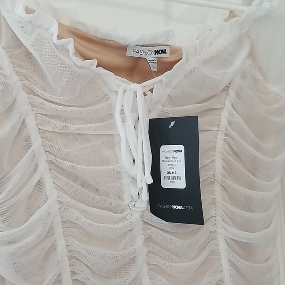 White Off-Shoulder Ruched Top - Picture 2 of 4